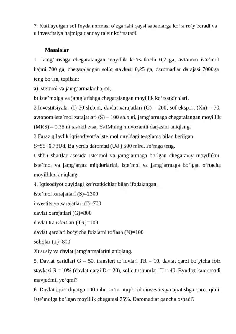 ISTE’MOL, JAMG‛ARMA VA INVESTITSIYA 2