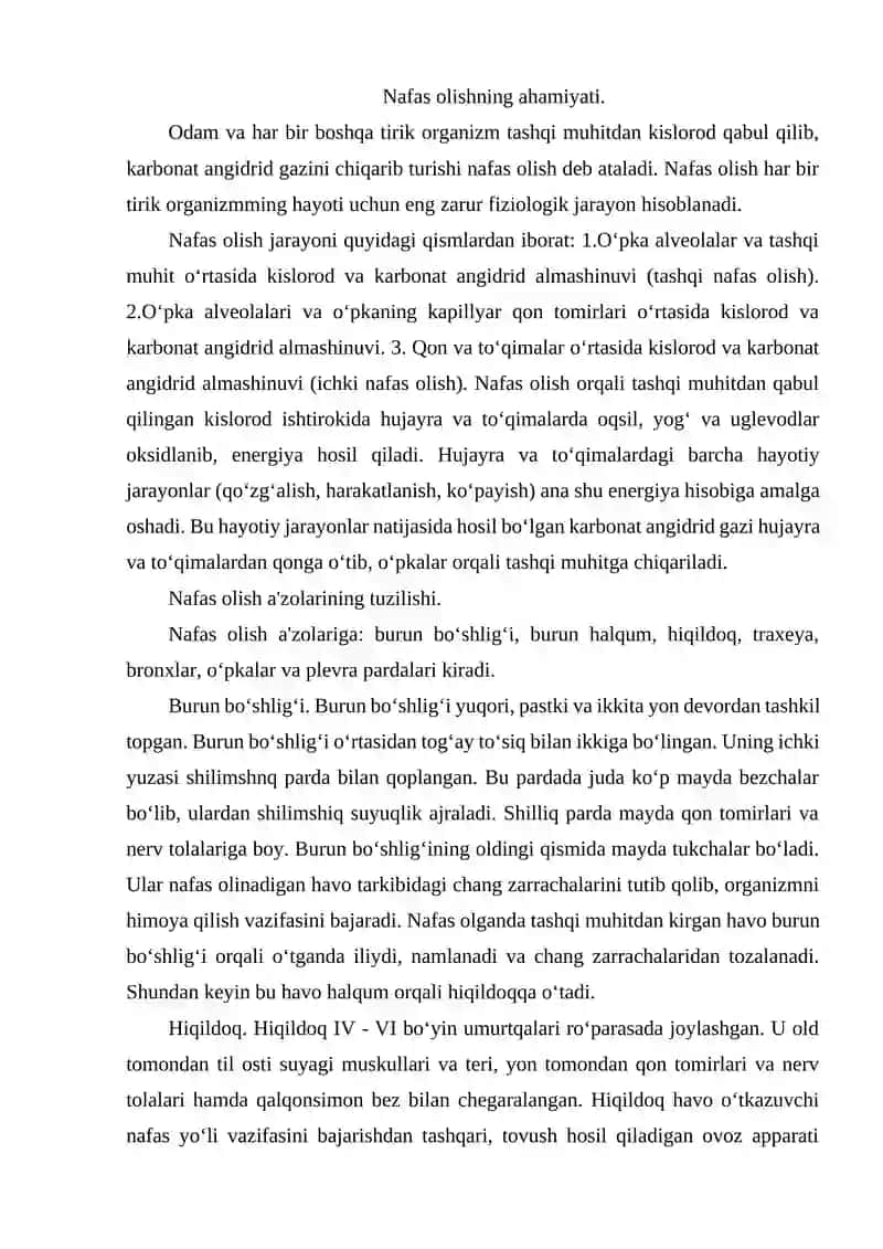 Nafas olish a'zolarining tuzilishi 2
