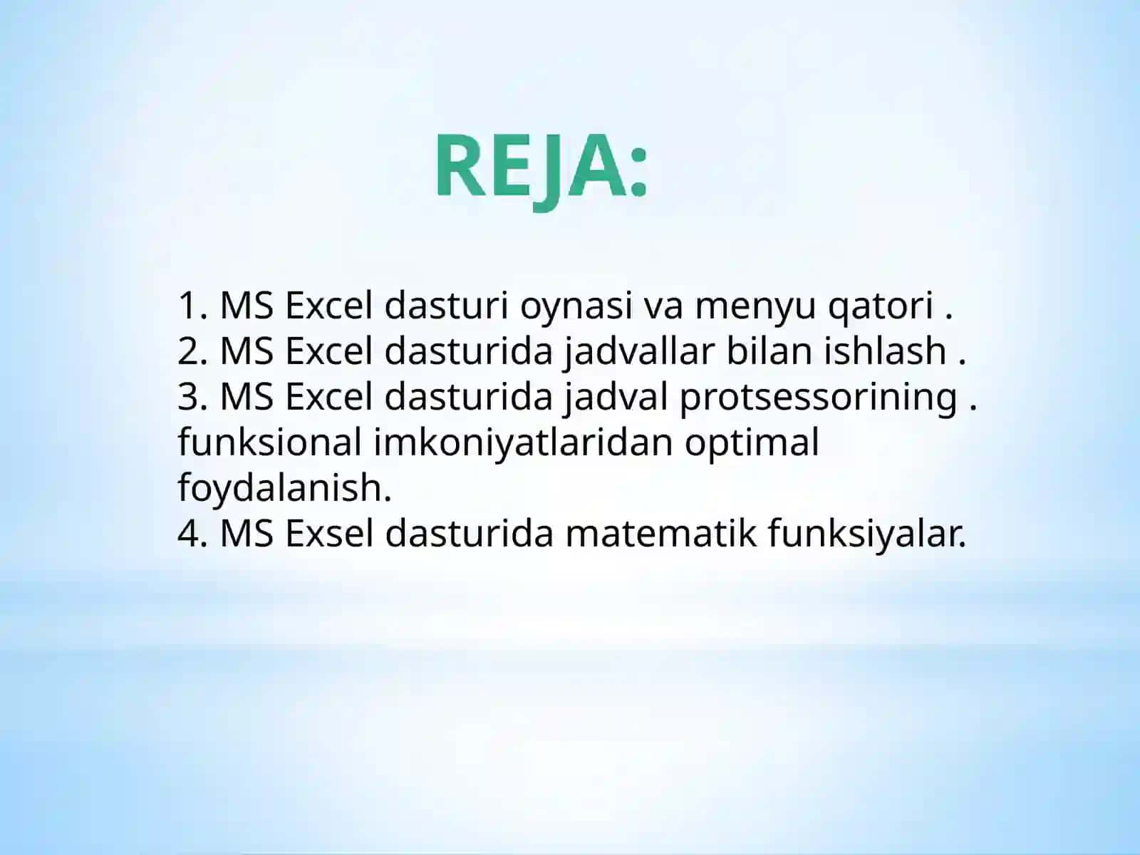 MS Excel 2