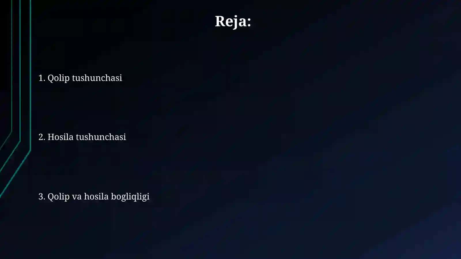 Qolip va hosila tushunchalari 2