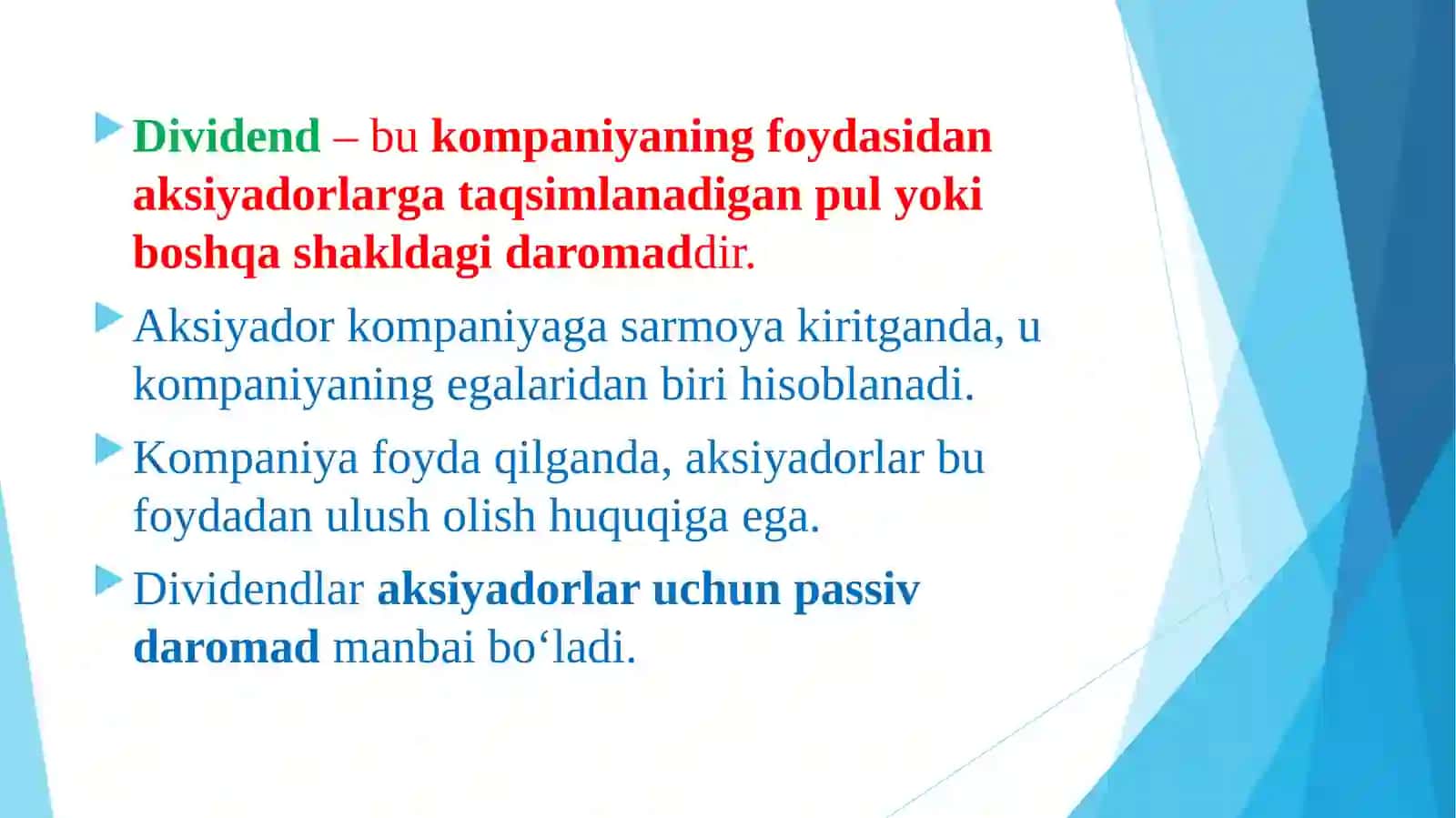 AKSIYADORLIK JAMIYATLARINING DIVIDEND SIYOSATI 2