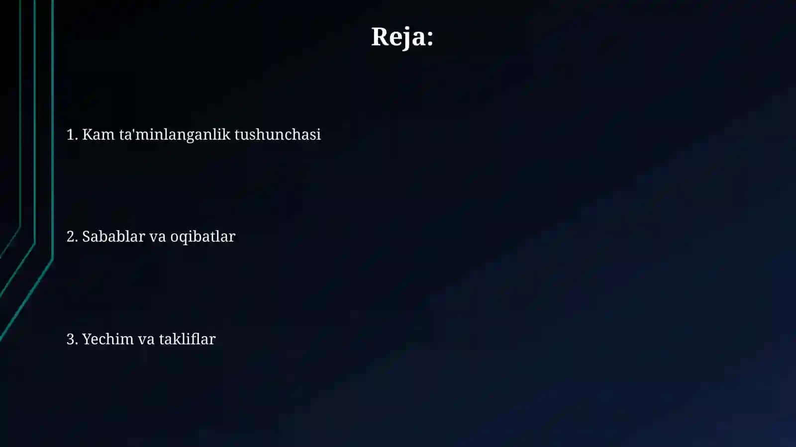 Mahalla haqida kam taminlanganlik mavzusida 2