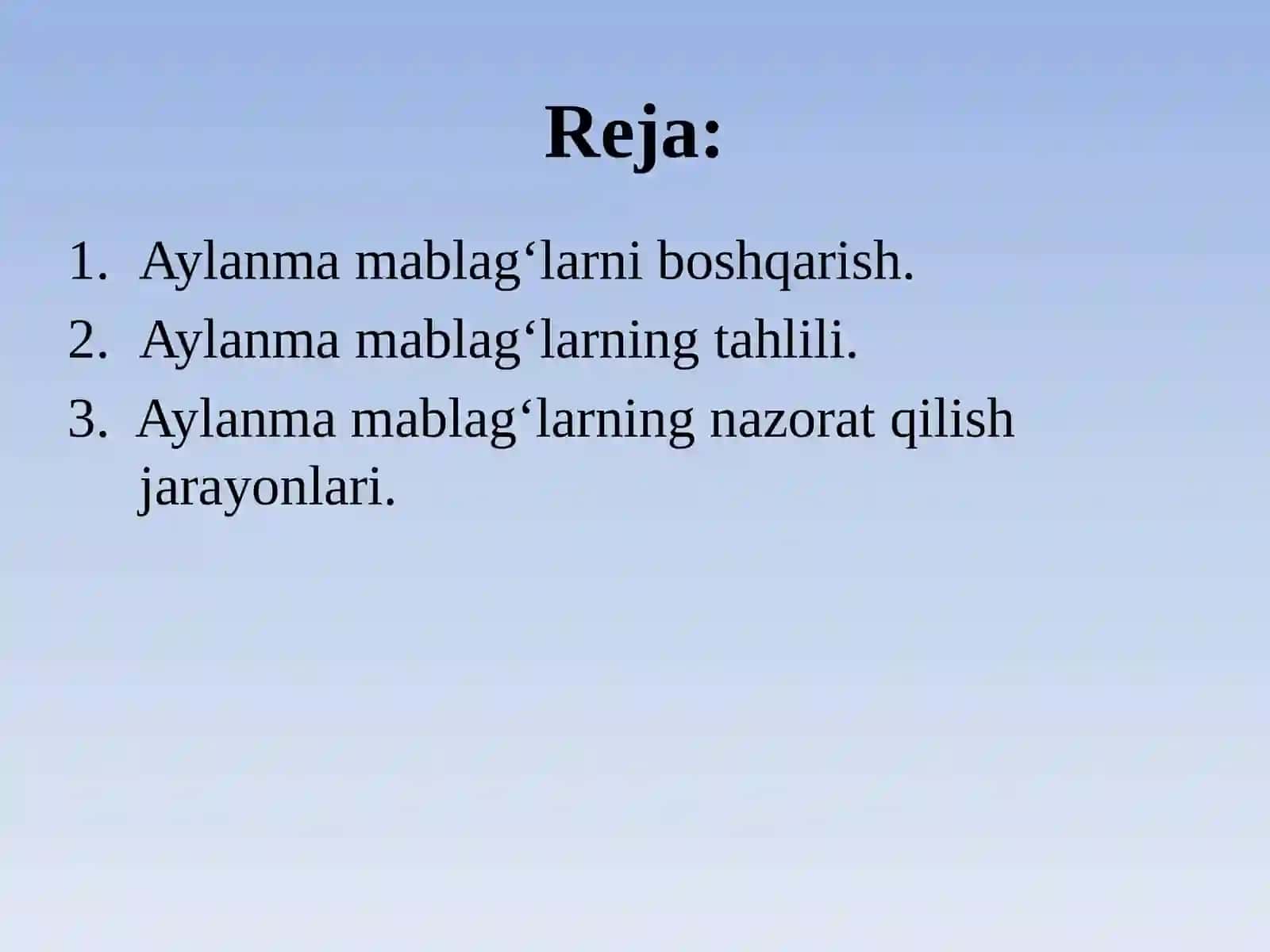 Aylanma mablag‘larni boshqarish 2