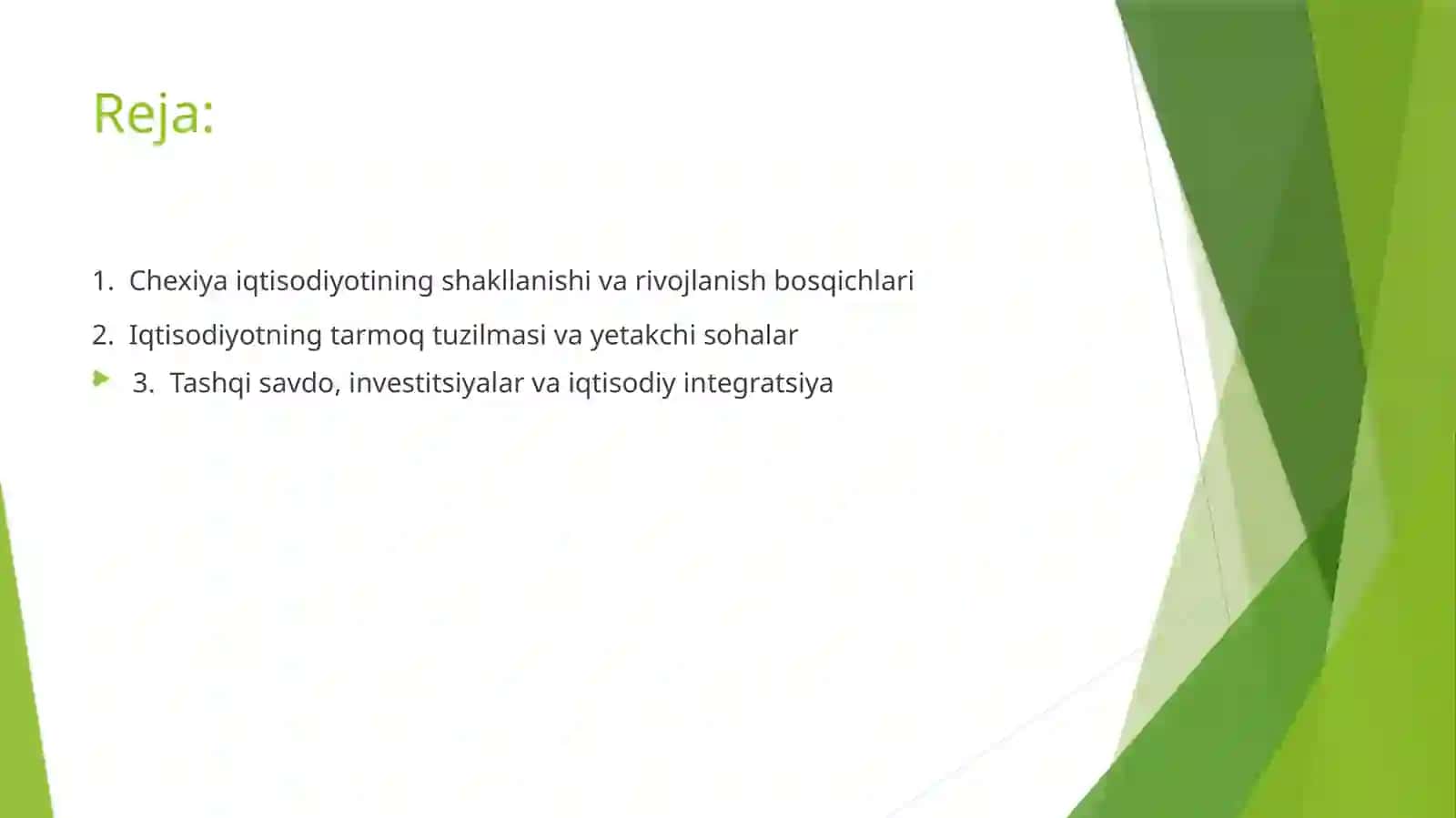 CHEXIYA DAVLATI IQTISODIYOTI 2