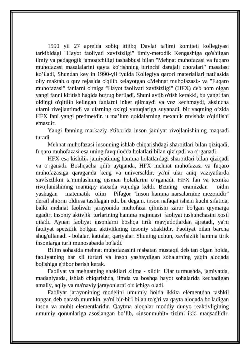 Hayot faoliyati xavfsizligi 2