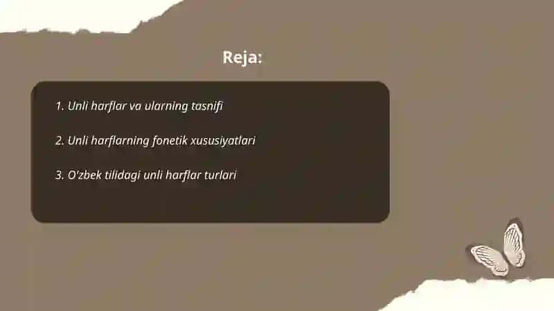 Unli harflar tasnifi 2