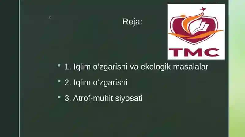 IQLIM OZGARISHI BoʻYICHA SIYOSIY MUAMMOLAR 2
