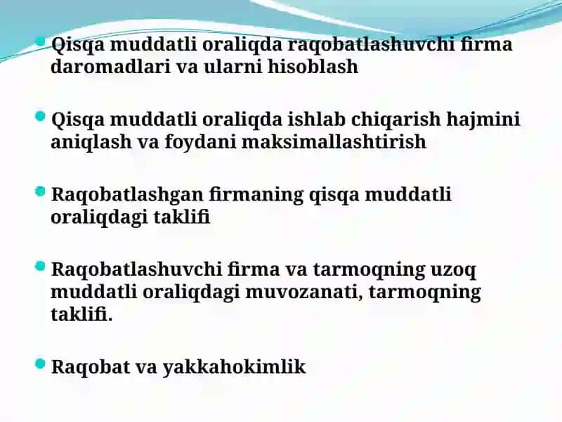 Mukammal Raqobatlashgan bozor 2