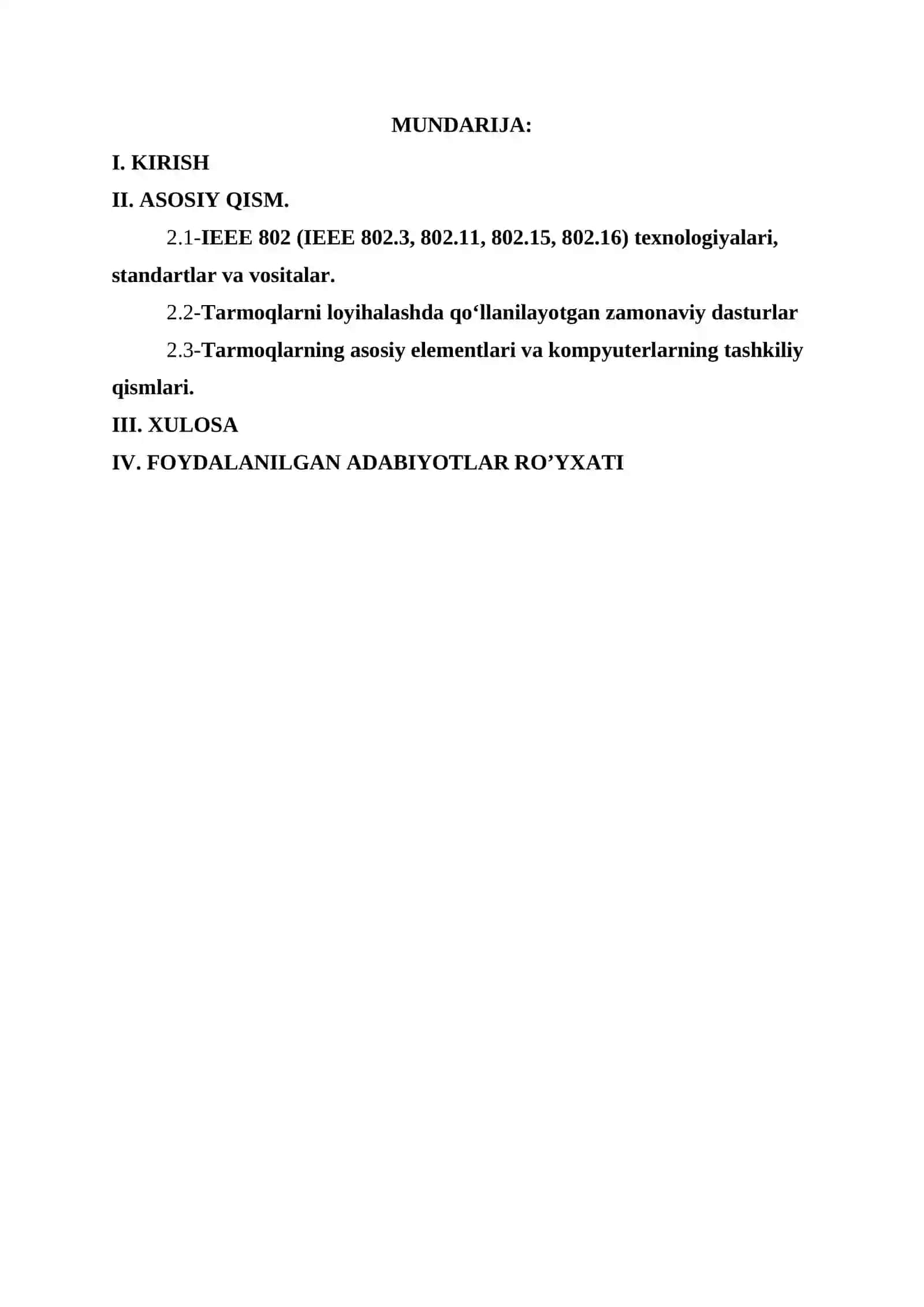 Kompyuter tarmoqlarining standart texnologiyalari 2