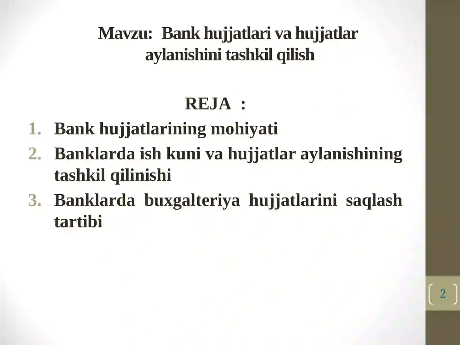 Banklarda buxgalteriya hisobi 2