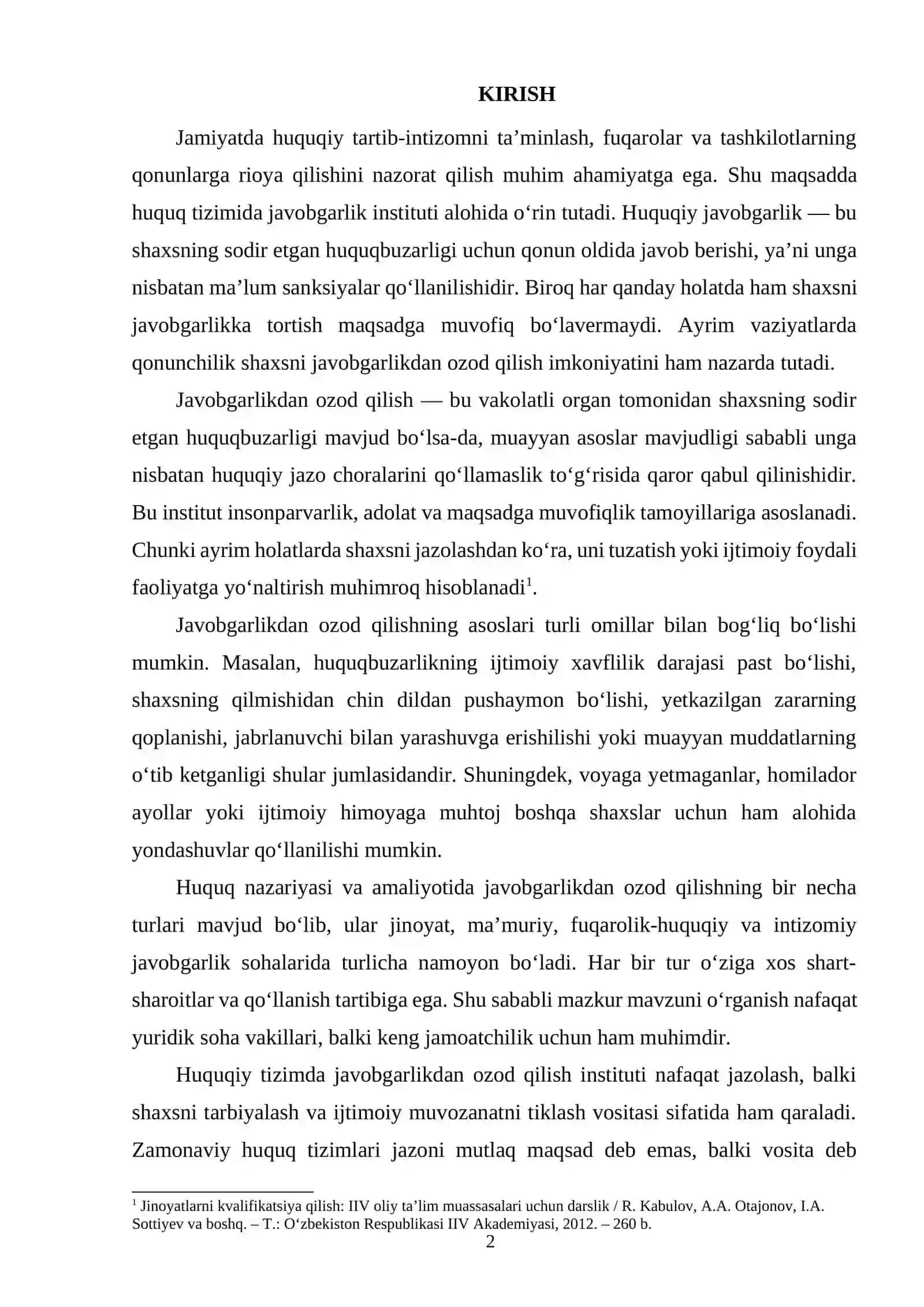 JAVOBGARLIKDAN OZOD QILISHNING TURLARI 2