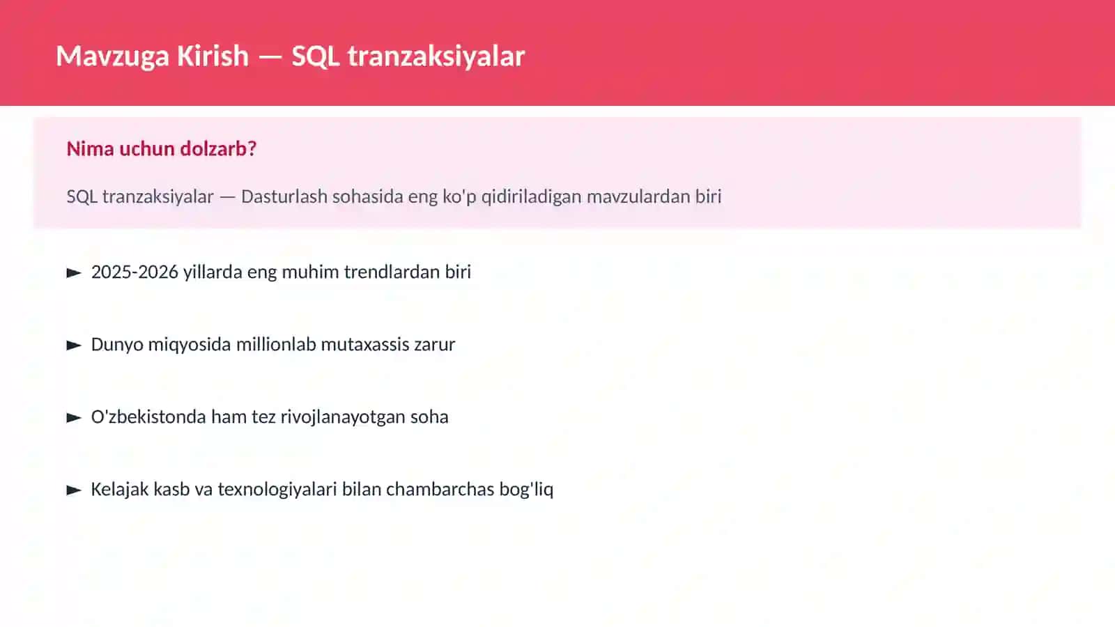 SQL tranzaksiyalar 2