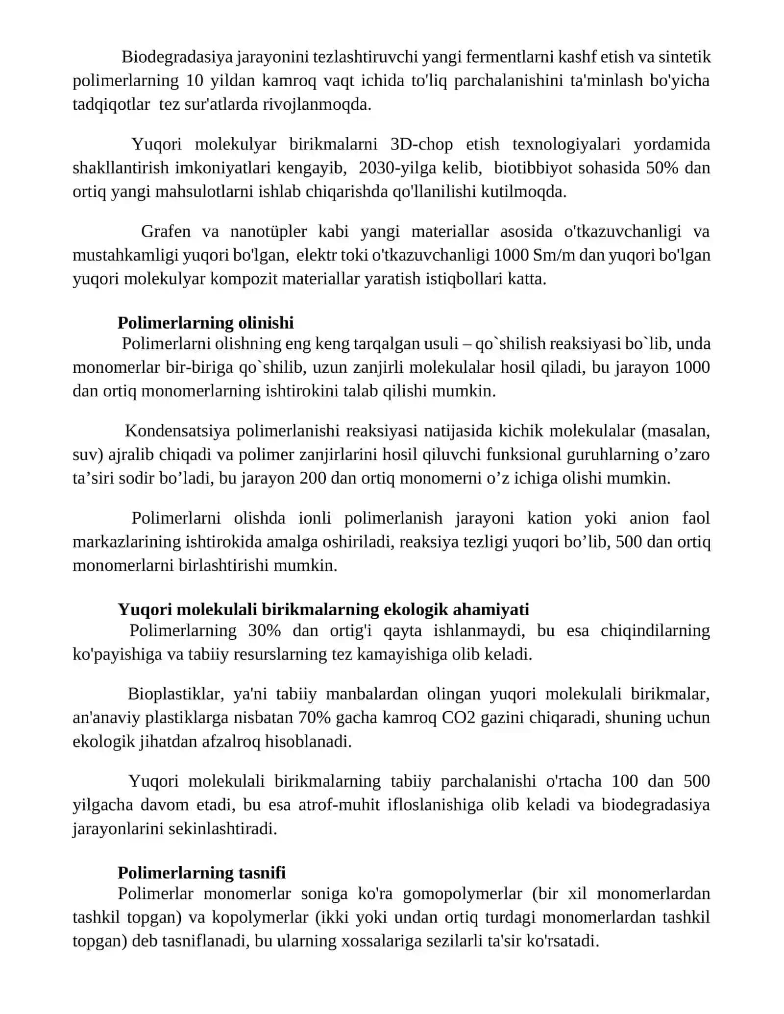 Tabiy va sintetik yuqori molekular birikmalar 2