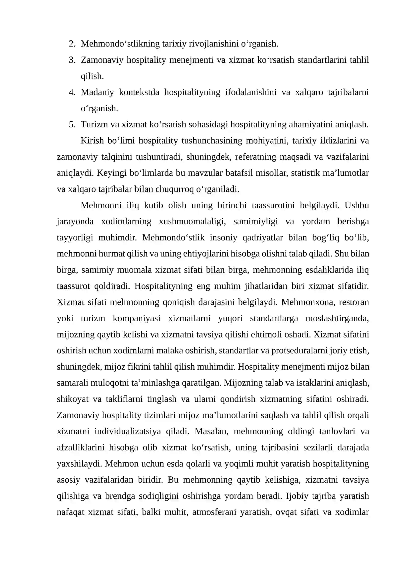 Hospitality tushunchasi va uning madaniy kontekstda talqini 2