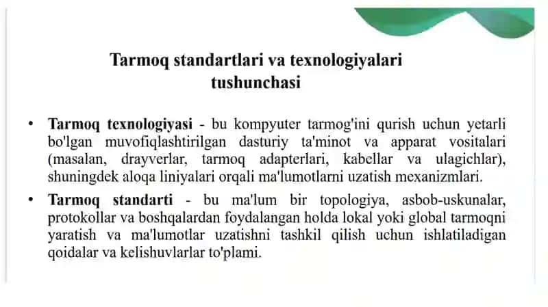 Tarmoqlar nistandartlashtirish 2