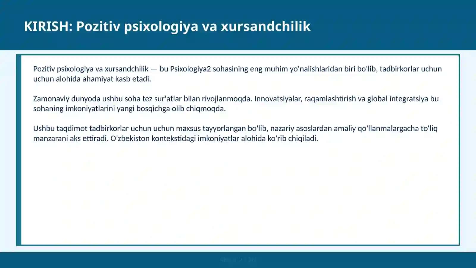 Pozitiv psixologiya va xursandchilik 2
