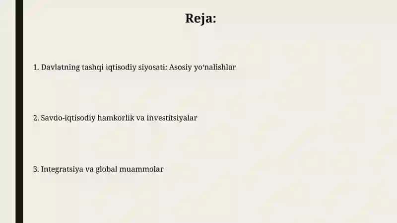 Davlatning tashqi iqtisodiy siyosati 2