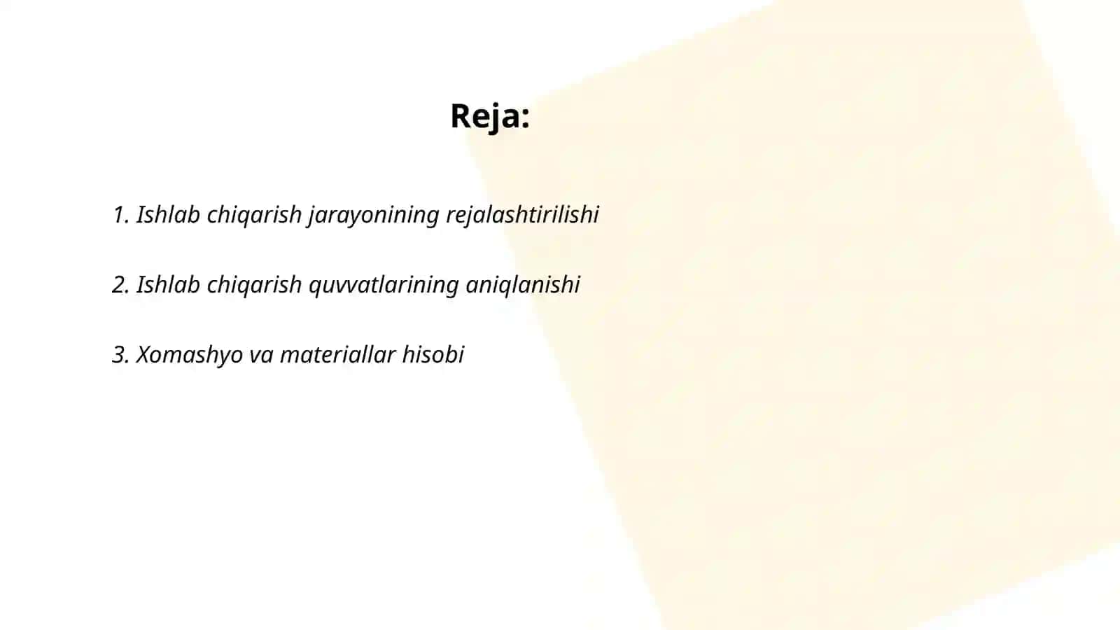 Ishlab chiqarish jarayonining hisobi 2