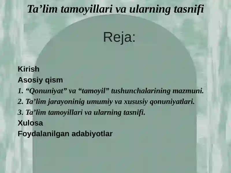 Ta’lim tamoyillari va ularning tasnifi 2