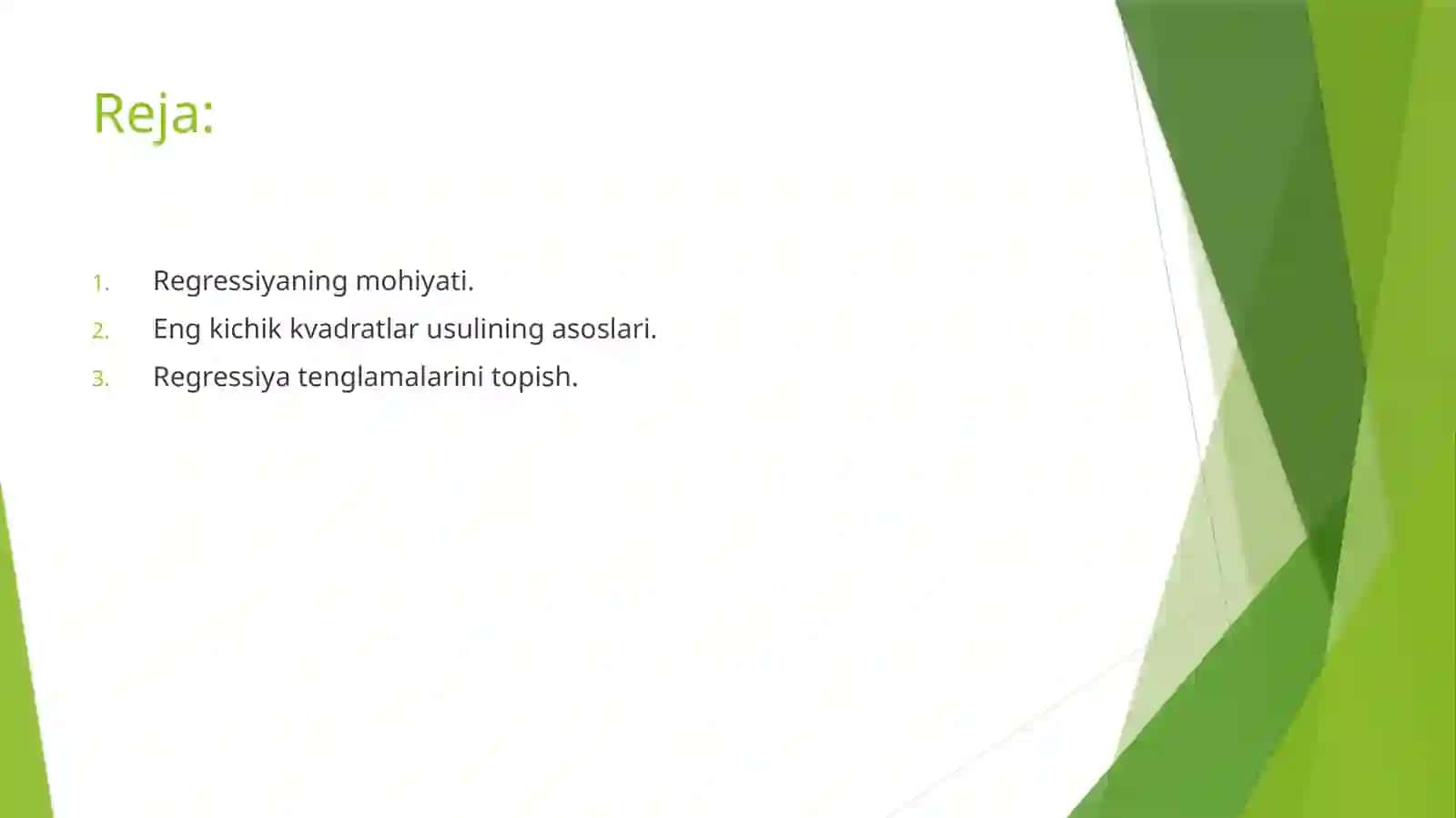 Regressiyaning xususiy tenglamasi 2