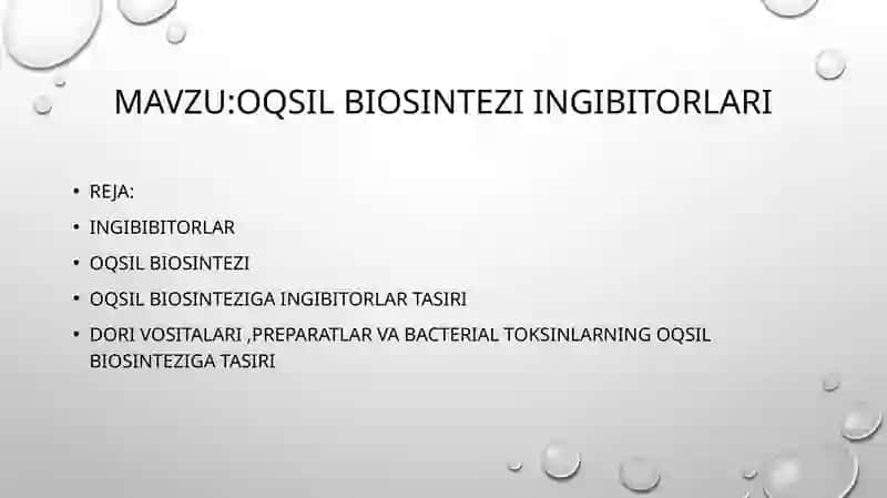 Oqsil BIOSINTEZI INGIBITORLARI 2