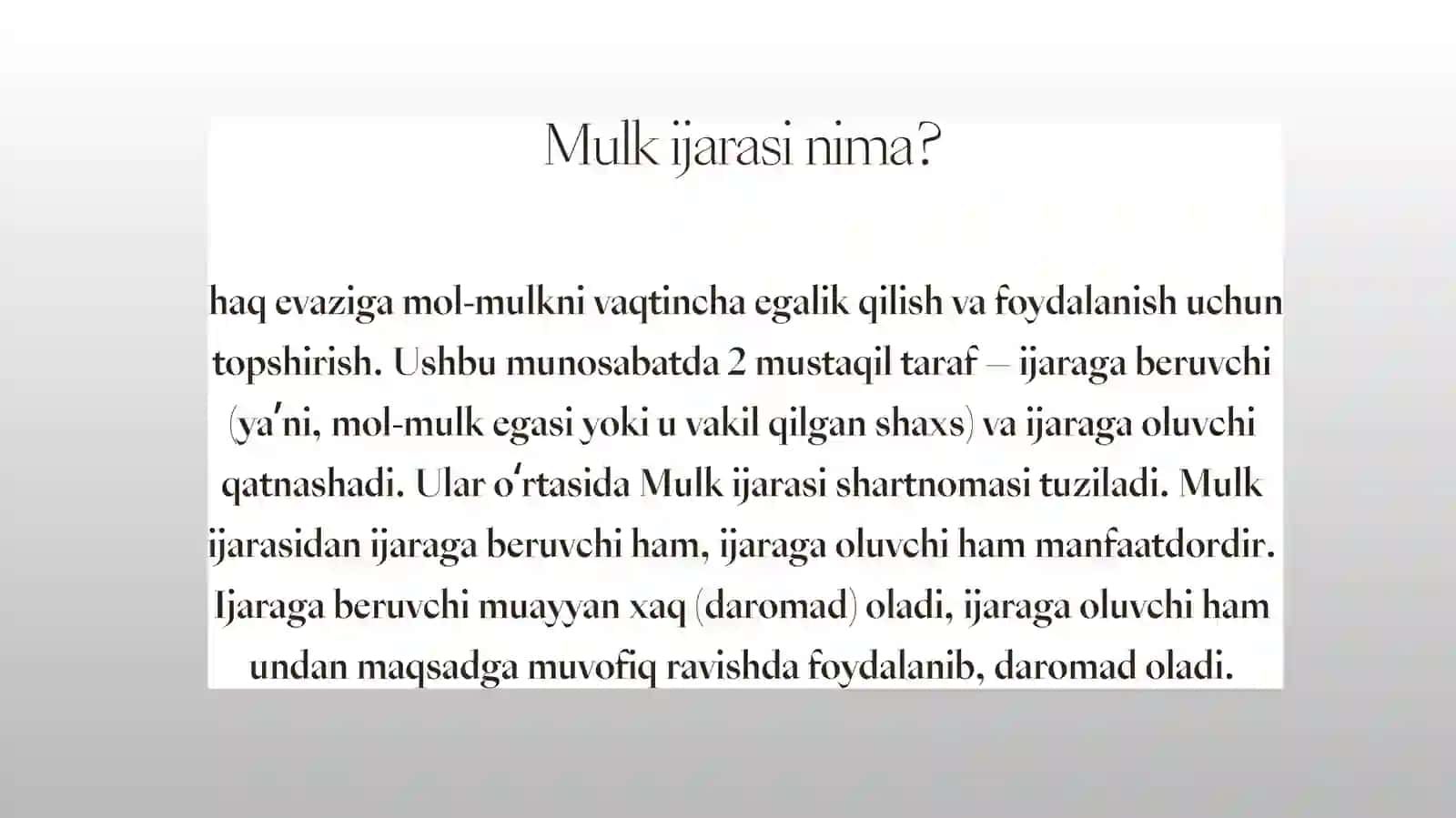 Mulk Ijarasi 2