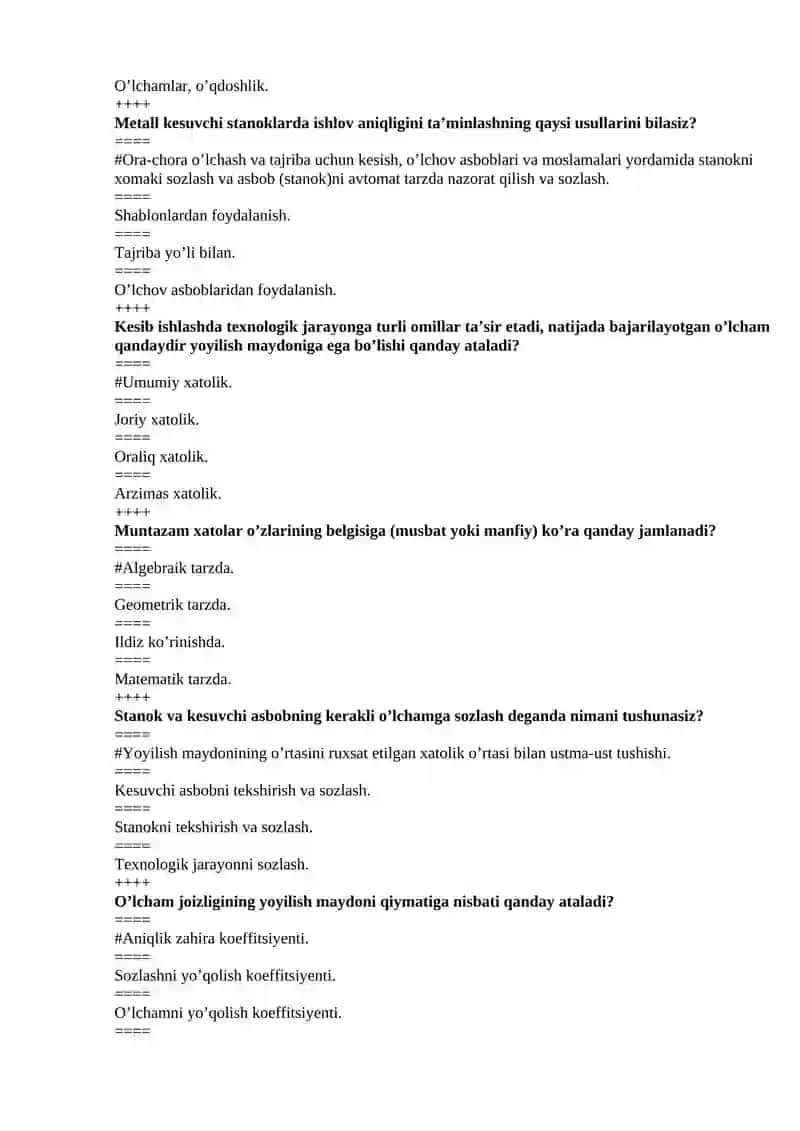 Stanok va asbobdagi xatoliklar 2