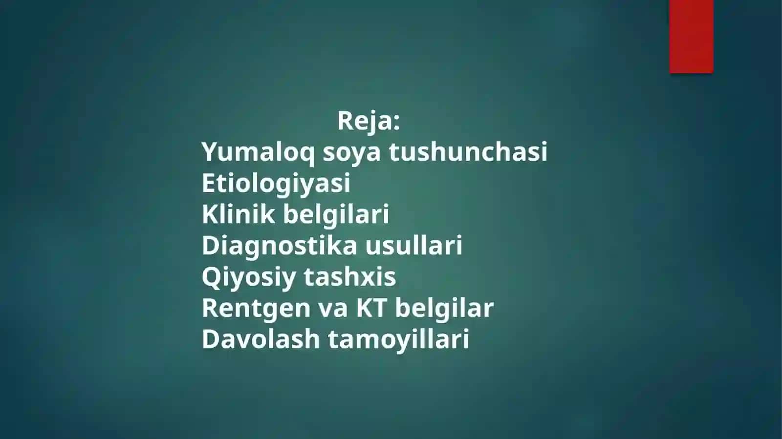 Oʻpka ichidagi yumaloq soyani tashxislash 2