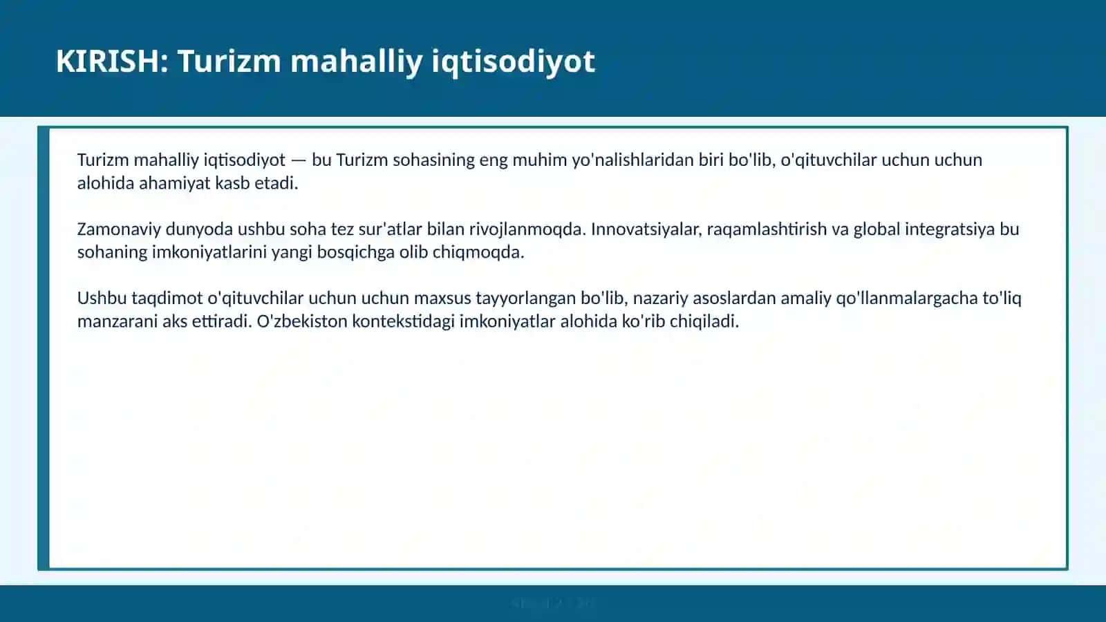 Turizm mahalliy iqtisodiyot 2
