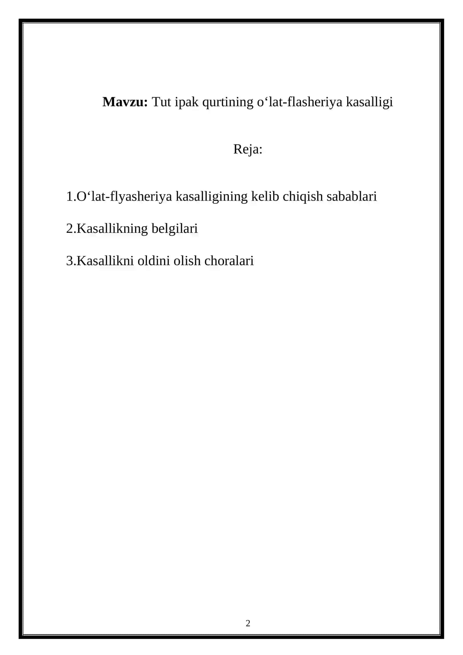 Tut ipak qurtining o‘lat-flasheriya kasalligi 2