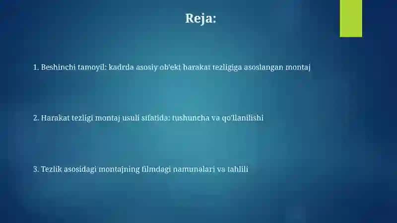 Montaj va harakat tezligi 2