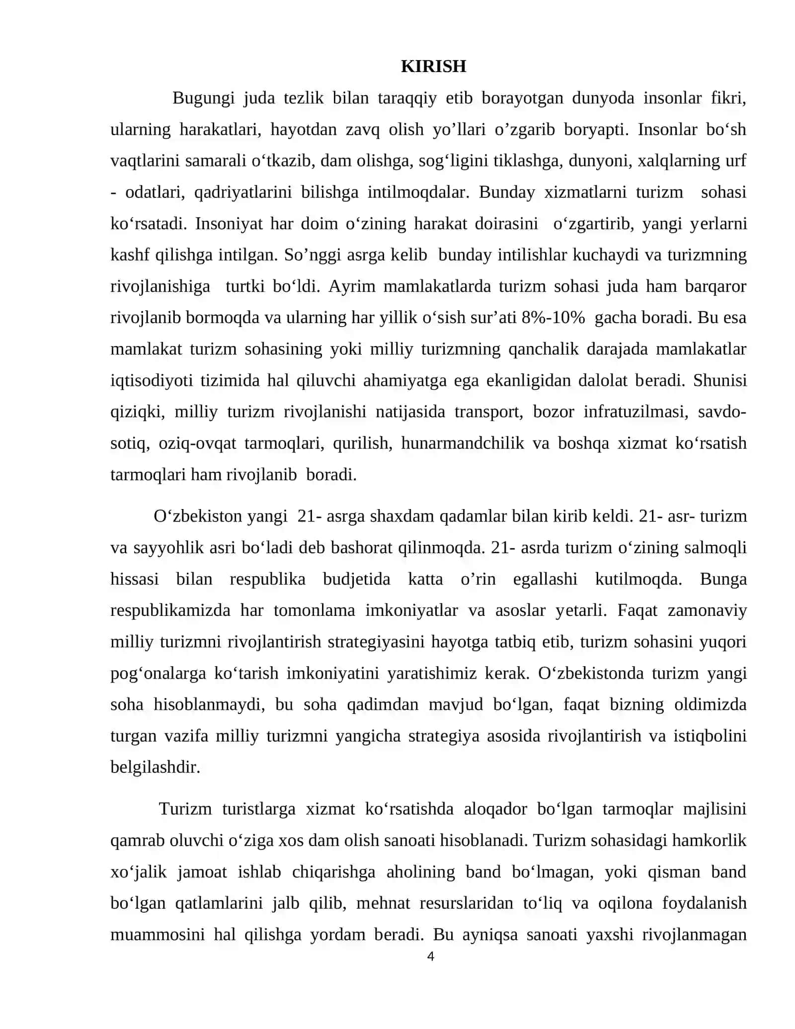 O`zbekiston iqtisodiyotida turizmning o’rni 2