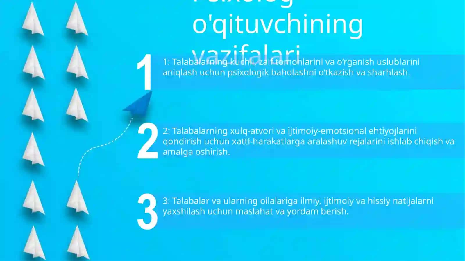 Psixolog o'qituvchining vazifalari 2