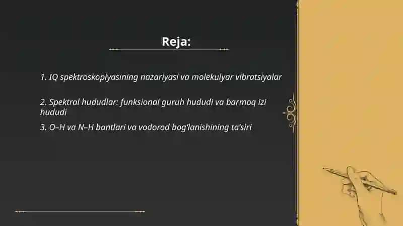 Organik birikmalarning IQ spektrlari interpretasiyasi 2