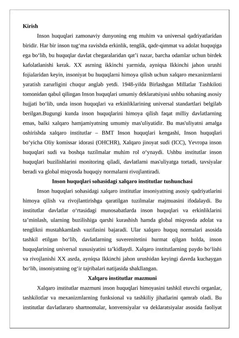 Inson huquqi bo‘yicha xalqaro institutlar 2