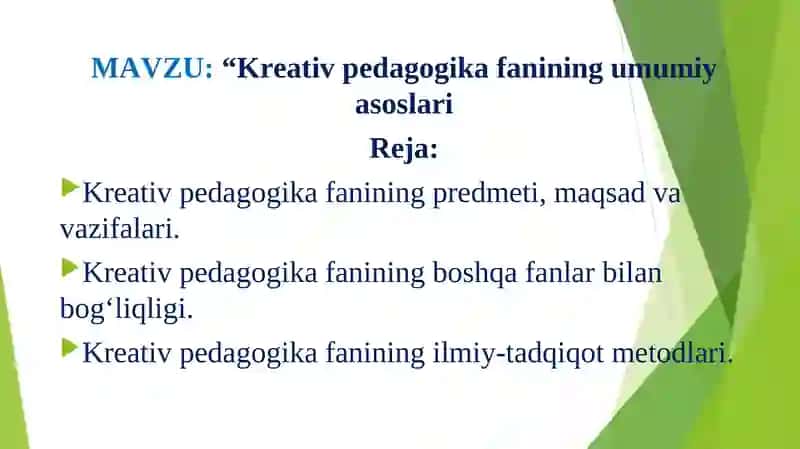Kreativ pedagogika fanining umumiy asoslari 2