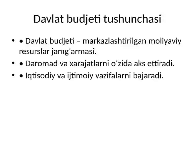 Davlat budjeti va davlat qarzlari 2