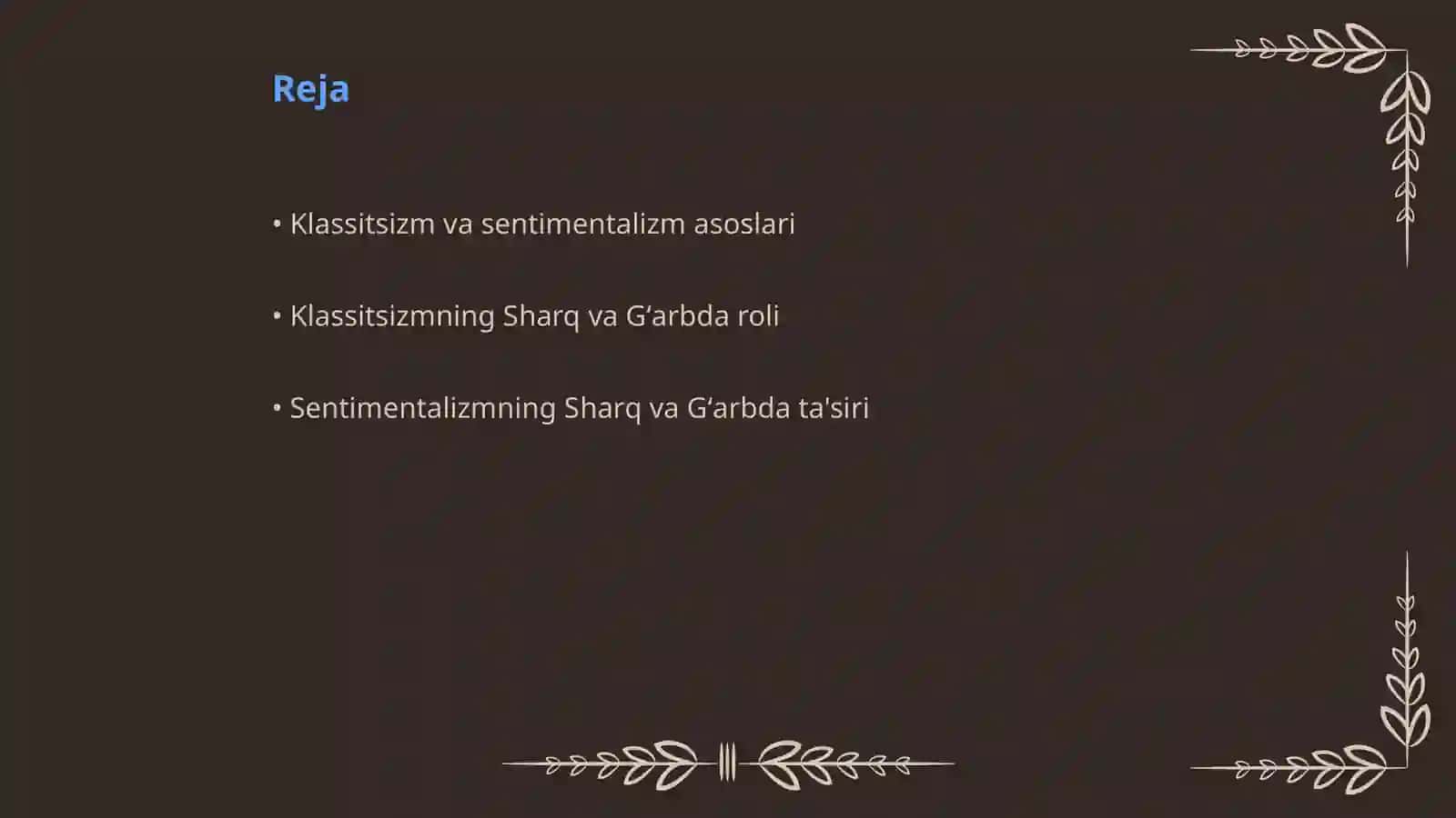 Klassitsizm va sentimentalizm Sharq va Gʻarb adabiyoti kontekstida 2