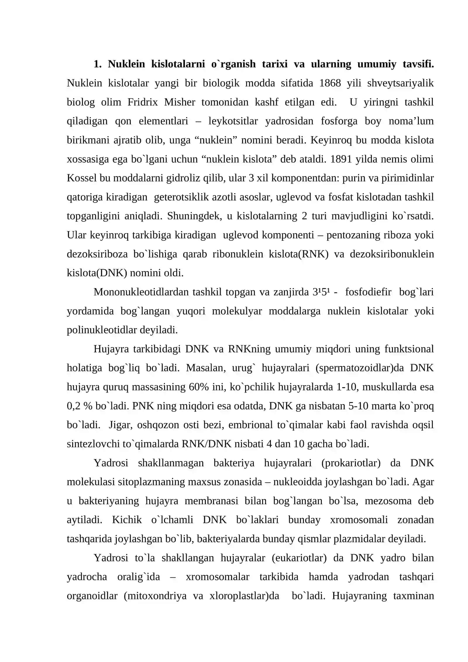 Nuklein kislotalarning tuzilish darajalari 2