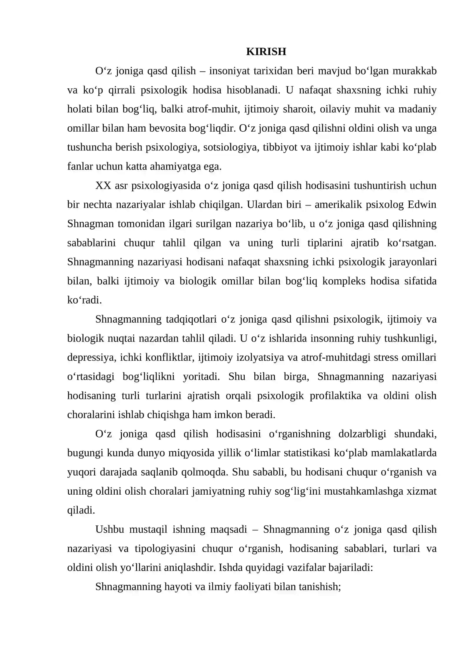 Oʻz joniga qasd qilishda E.Durgeymning nazariyasi 2