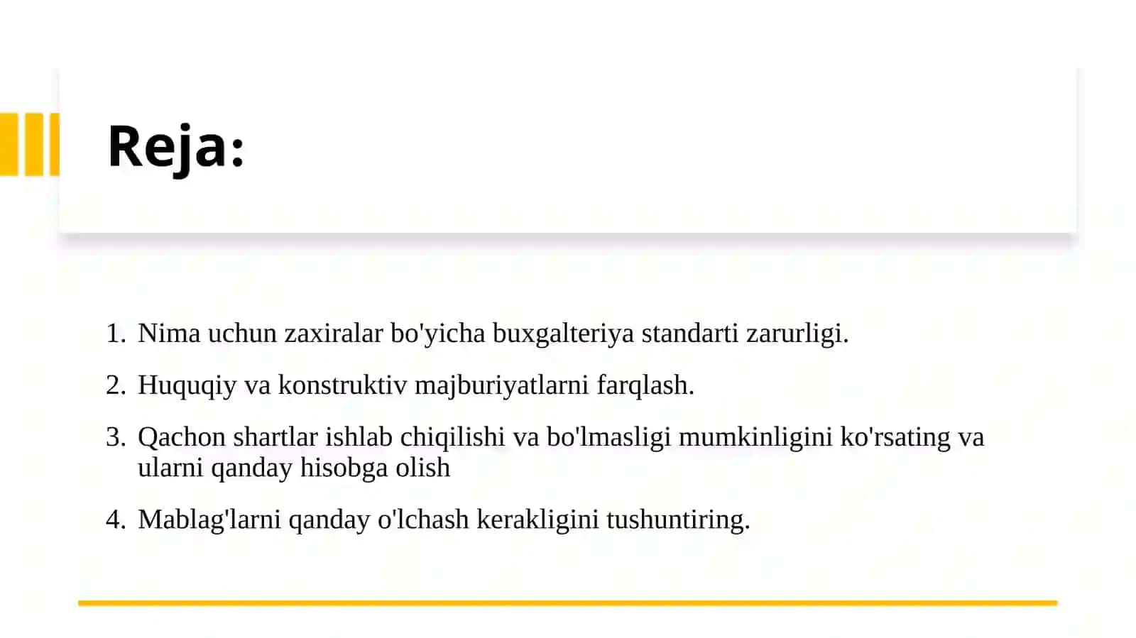 2-mavzu:Hisobot davridan keyingi qoidalar va hodisalar 2