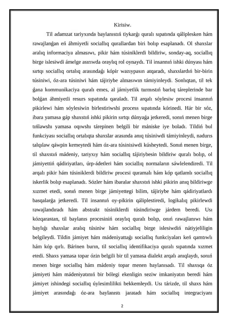 Qarım-qatnas hám til 2