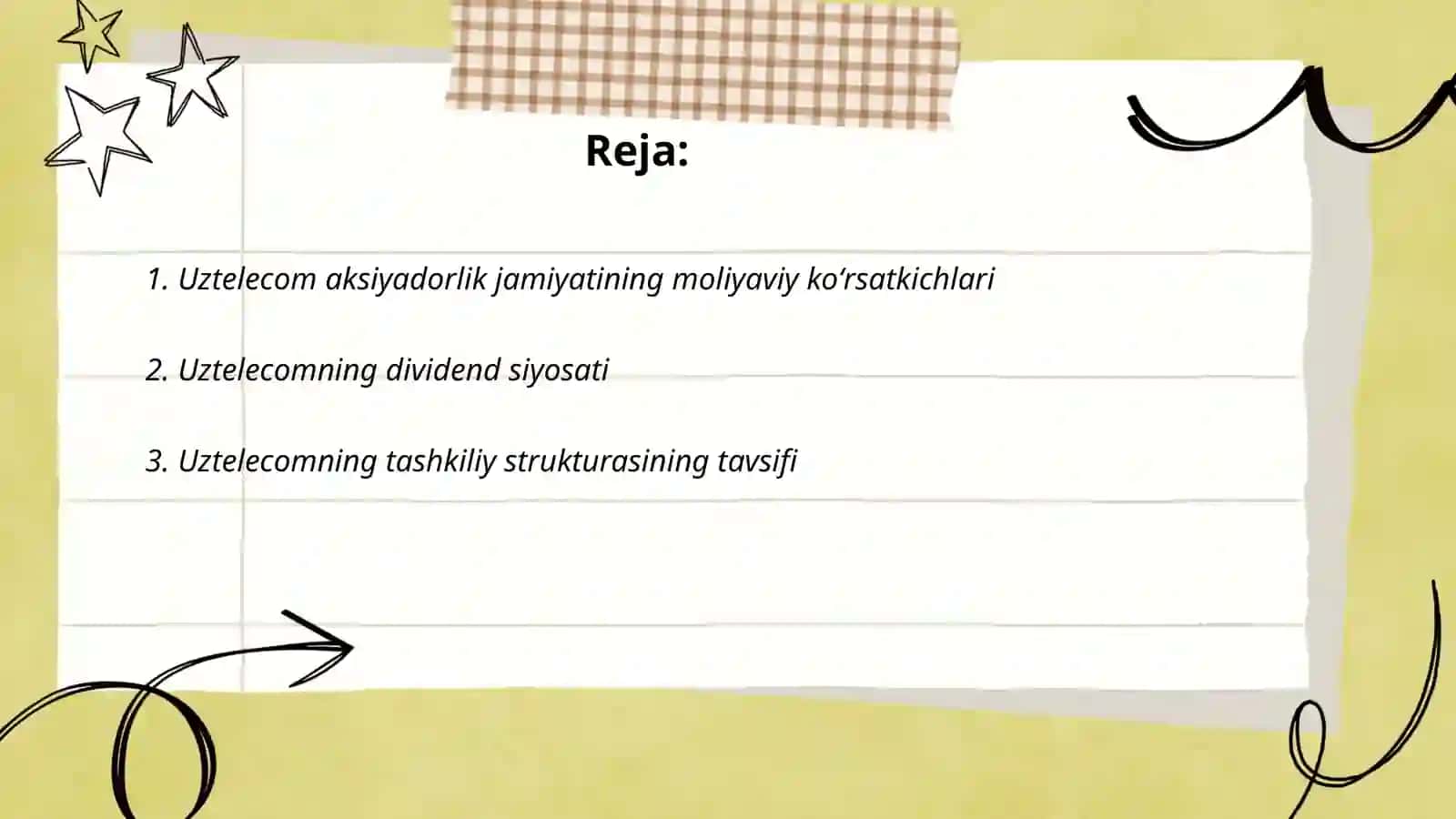 Uztelecomning moliyaviy koʻrsatkichlari 2