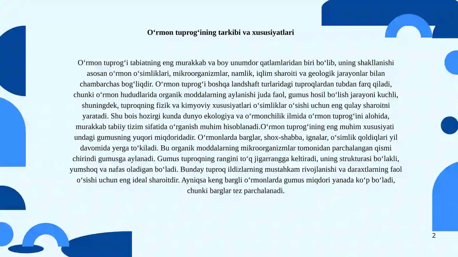 O'rmoning tuprog'i va daraxtzorlar unumdorligining o'zaro tasiri 2