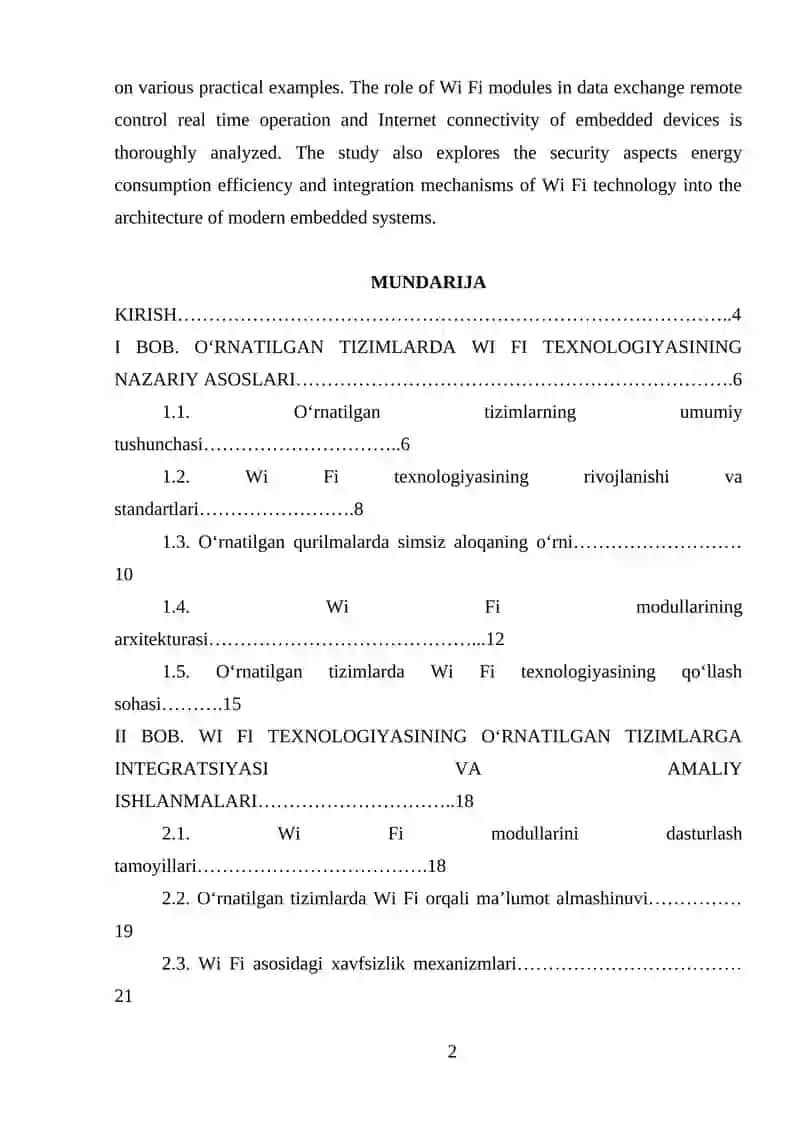 O‘RNATILGAN TIZIMLARDA WI FI TEXNOLOGIYASI 2