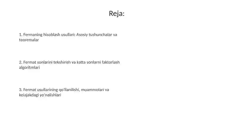 Fermalarni hisoblash usullari 2