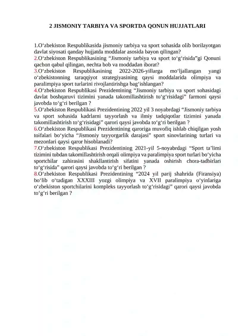 SPORT MASHGʻULOTLARINING NAZARIY ASOSLARI 2