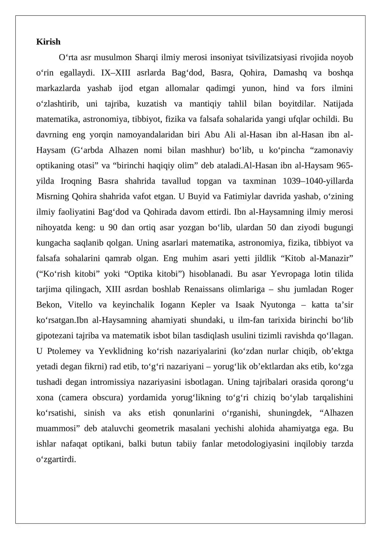 Al-Hasan ibn al-Haysamning hayoti va ilmiy faoliyati 2