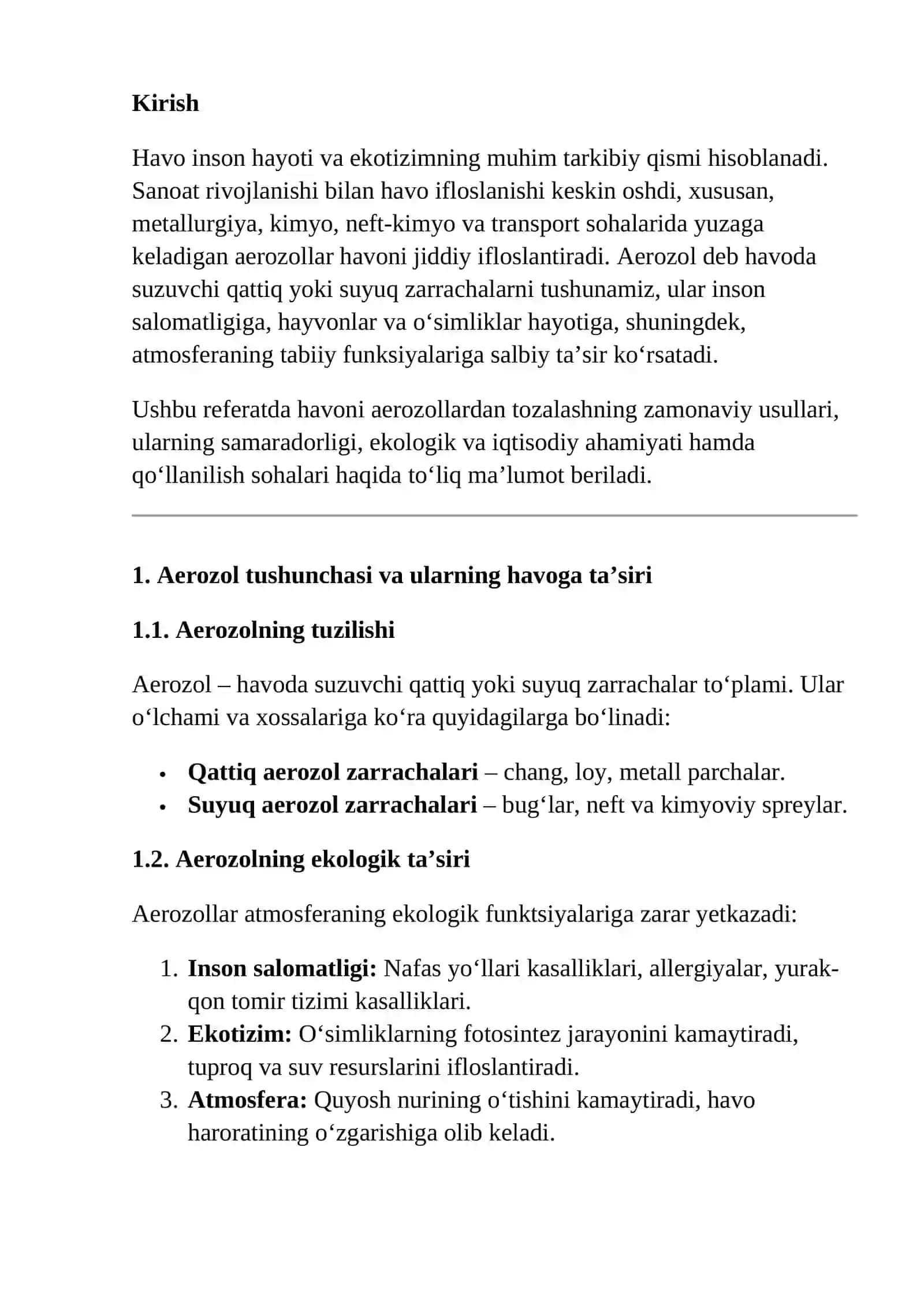 Havoni Aerozollardan Tozalash Usullari 2