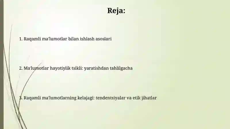 Raqamli ma'lumotlar bilan ishlash 2
